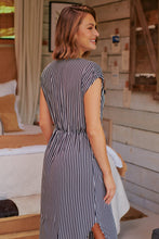 Load image into Gallery viewer, Lorena Black Stripe Tie Front Dress