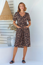 Load image into Gallery viewer, Hudson Leopard Print Button Front Smock Midi Dress