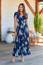 Load image into Gallery viewer, Leilani Navy/White Floral Maxi Dress