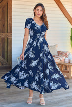 Load image into Gallery viewer, Leilani Navy/White Floral Maxi Dress