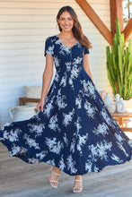Load image into Gallery viewer, Leilani Navy/White Floral Maxi Dress