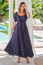 Load image into Gallery viewer, Aaliyah Navy Floral Puff Sleeve Maxi Dress