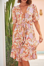 Load image into Gallery viewer, Asher Orange/Pink/Lilac Floral Tie Front Maxi Dress