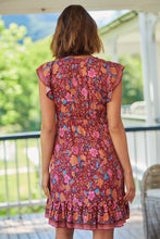 Load image into Gallery viewer, Angelina Maroon Floral Print Drawstring Dress