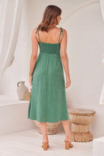 Load image into Gallery viewer, Laurel Faux Linen Green Midi Dress