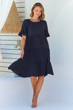 Load image into Gallery viewer, Kimberly Black Midi Tiered Dress