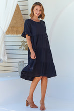Load image into Gallery viewer, Kimberly Black Midi Tiered Dress