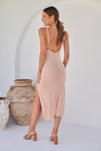 Load image into Gallery viewer, Slinky Nude Champagne Cowl Neck Evening Dress