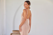 Load image into Gallery viewer, Slinky Nude Champagne Cowl Neck Evening Dress
