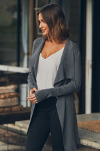 Load image into Gallery viewer, Sylvia Charcoal Drape Tie Waist Cardigan