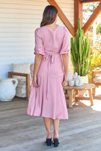 Load image into Gallery viewer, Elloise Pink Musk 3/4 Length Sleeve Wrap Maxi Dress