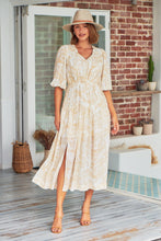 Load image into Gallery viewer, Pippa Half Sleeve White Paisley Print Maxi Dress