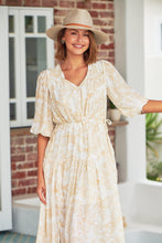 Load image into Gallery viewer, Pippa Half Sleeve White Paisley Print Maxi Dress