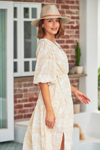 Load image into Gallery viewer, Pippa Half Sleeve White Paisley Print Maxi Dress