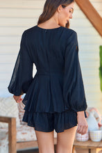 Load image into Gallery viewer, Minerva Layered Cross over Black Long Sleeve Playsuit