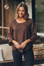 Load image into Gallery viewer, Aries Long Sleeve Chocolate Brown Linen Top
