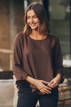 Load image into Gallery viewer, Aries Long Sleeve Chocolate Brown Linen Top
