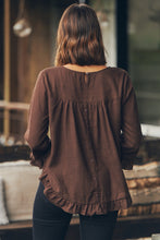 Load image into Gallery viewer, Aries Long Sleeve Chocolate Brown Linen Top
