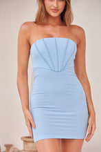 Load image into Gallery viewer, Sasha Baby Blue Bustier Strapless Mini Dress