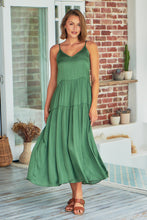 Load image into Gallery viewer, Collette Satin Tiered Khaki Maxi Dress