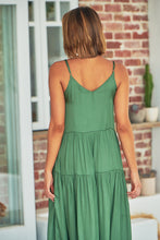 Load image into Gallery viewer, Collette Satin Tiered Khaki Maxi Dress