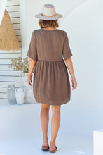Load image into Gallery viewer, Sublime Button Front Khaki Smock Dress