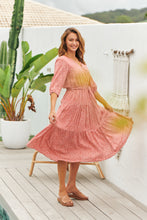 Load image into Gallery viewer, Luciana 1/2 Sleeve Orange Print Tiered Dress