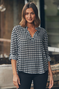 Peyton Black Check Rolled Sleeve Shirt