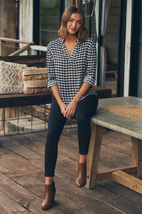 Peyton Black Check Rolled Sleeve Shirt