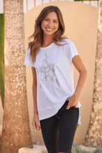 Load image into Gallery viewer, Everley Star Print White Cap Sleeve Tee