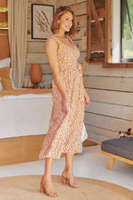Load image into Gallery viewer, Pepper Tan Animal Print Tie Waist Maxi Dress