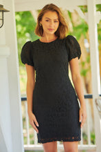 Load image into Gallery viewer, Cerro Black Lace Puff Sleeve Evening Dress