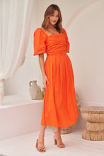 Load image into Gallery viewer, Whitney Orange Puff Sleeve Maxi Dress