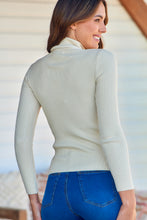Load image into Gallery viewer, Winnie Ribbed Fitted High Neck Beige Top