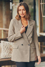 Load image into Gallery viewer, Serenity Brown Tweed Print Button Front Blazer