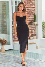 Load image into Gallery viewer, Cowl Black Shimmer Evening Dress