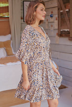 Load image into Gallery viewer, Danica Beige/Blue Animal Elastic Waist Dress