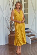 Load image into Gallery viewer, Bethanie Layered Midi Mustard Yellow Dress