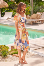 Load image into Gallery viewer, Amber Multi Coloured Print Puff Sleeve Maxi Dress