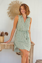 Load image into Gallery viewer, Michelle Tie Waist Green Floral Dress