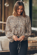 Load image into Gallery viewer, Katie Leopard Light Brown Drawstring Top