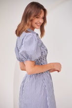 Load image into Gallery viewer, Blu Collared Blue/White Striped Button Front Midi Dress