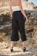 Load image into Gallery viewer, Tau Black Satin Wide leg Pant