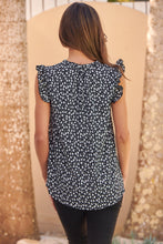 Load image into Gallery viewer, Skye Black/White Frill Sleeve Floral Printed Top