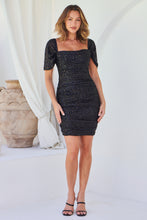 Load image into Gallery viewer, Mika Black Sequin Rouged Mini Dress