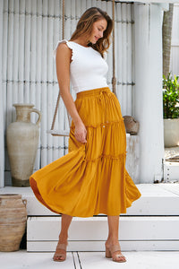 Bee Mustard Maxi Skirt