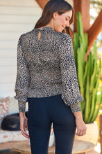 Load image into Gallery viewer, Lahtifa Leopard Shirred Long Sleeve Top