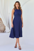 Load image into Gallery viewer, Kendra Sleeveless Navy Knot Front Evening Dress