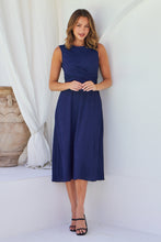 Load image into Gallery viewer, Kendra Sleeveless Navy Knot Front Evening Dress