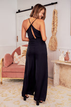 Load image into Gallery viewer, Kriss Black Cowl Neck Cross Back Jumpsuit